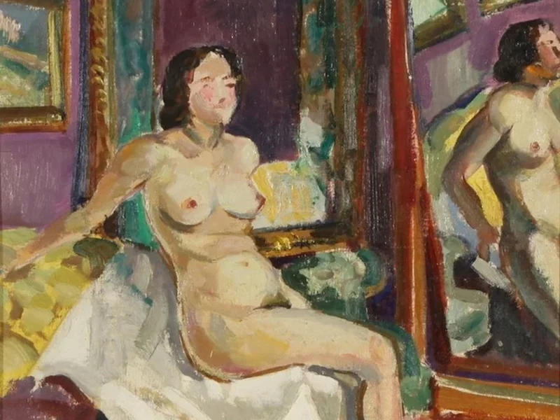 1887-Sergey Lobanov - Nudo seduto allo specchio